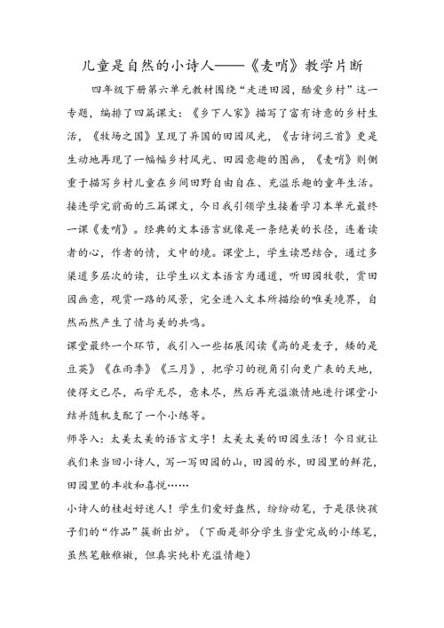 儿童是天然的小诗人──《麦哨》教学片断.docx
