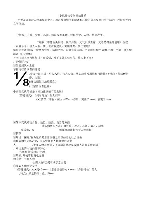 小说阅读知识框架体系.docx