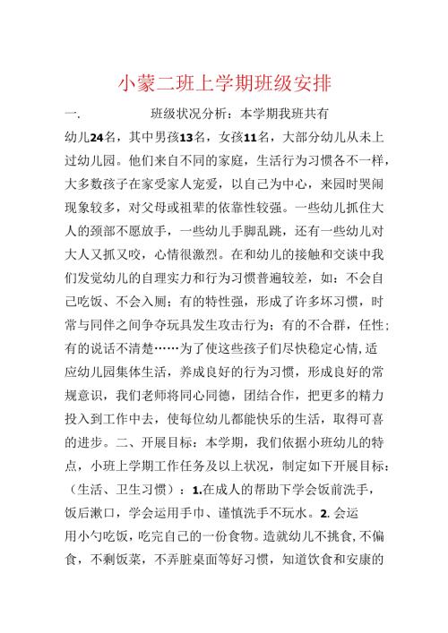 小蒙二班上学期班级计划.docx