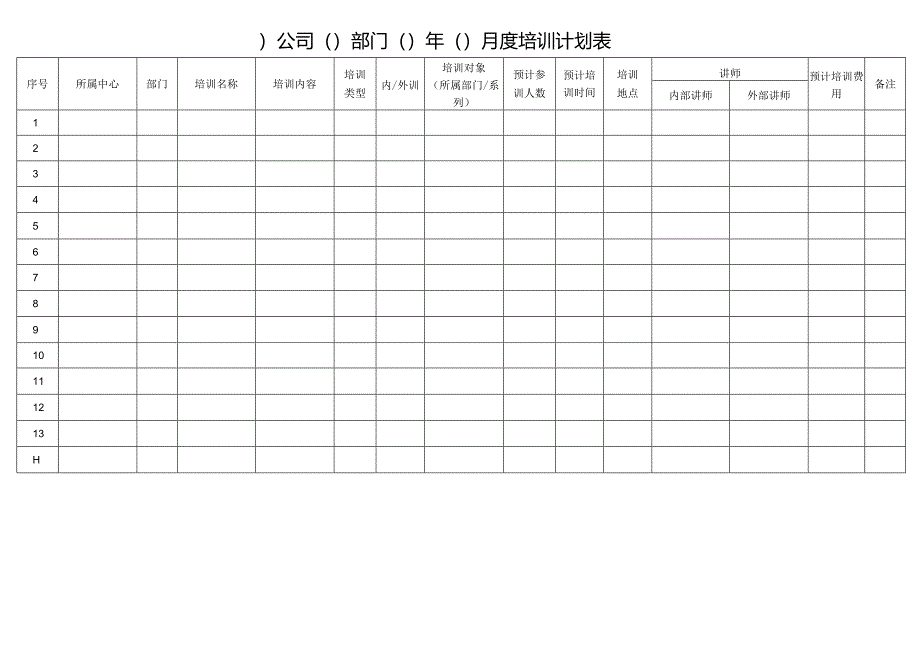 物业五公司2016年5月培训计划表.docx_第1页