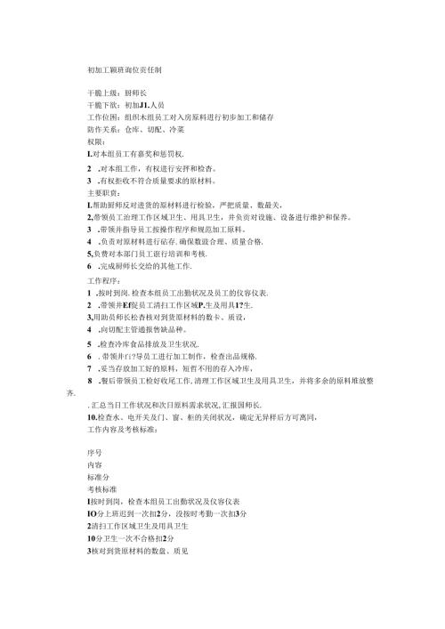 初加工领班岗位责任制.docx