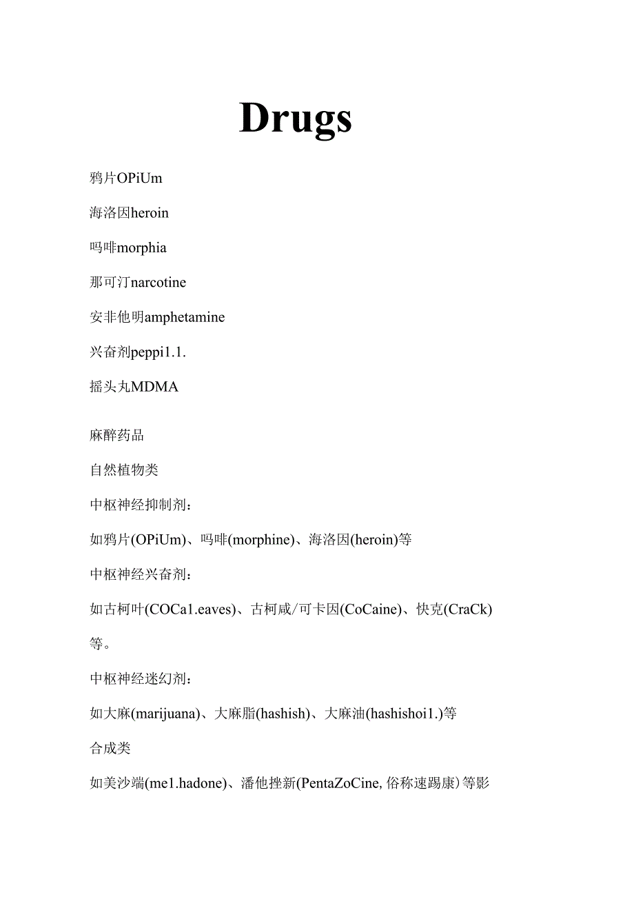 常见毒品的英文名.docx_第1页