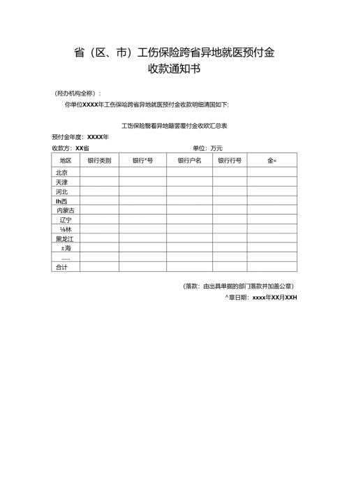 工伤保险跨省异地就医预付金收款通知书.docx
