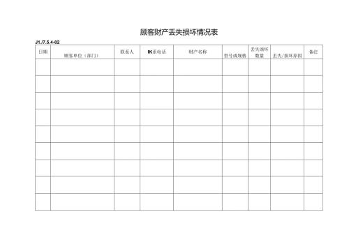 顾客财产丢失损坏情况表.docx