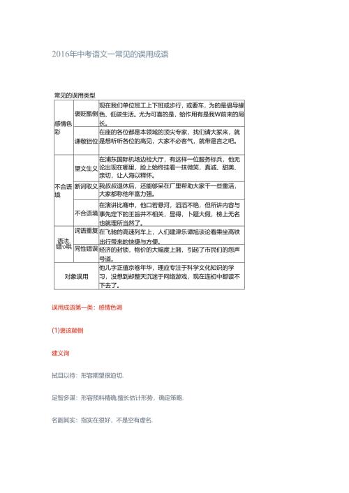 常见的误用成语及分类.docx