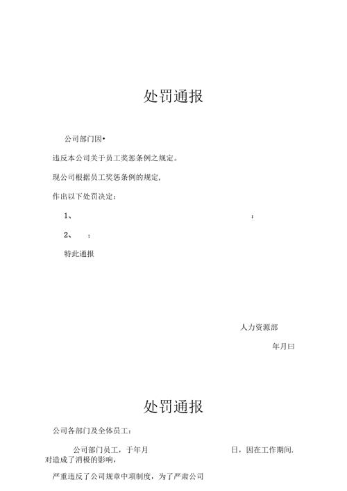 员工处罚通告参考模板精选5套.docx