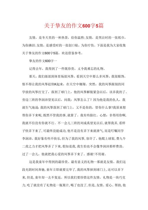 关于朋友的作文600字5篇.docx