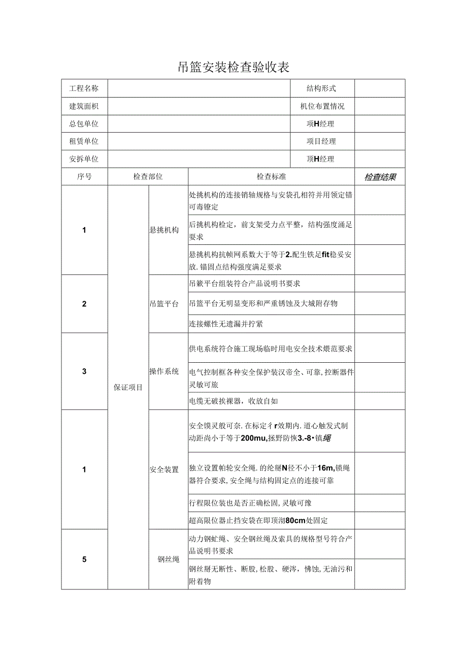 吊篮安装检查验收表.docx_第1页