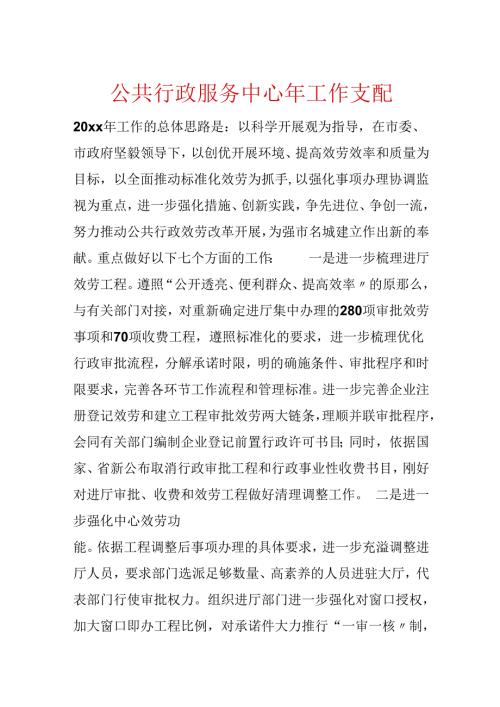 公共行政服务中心年工作安排.docx