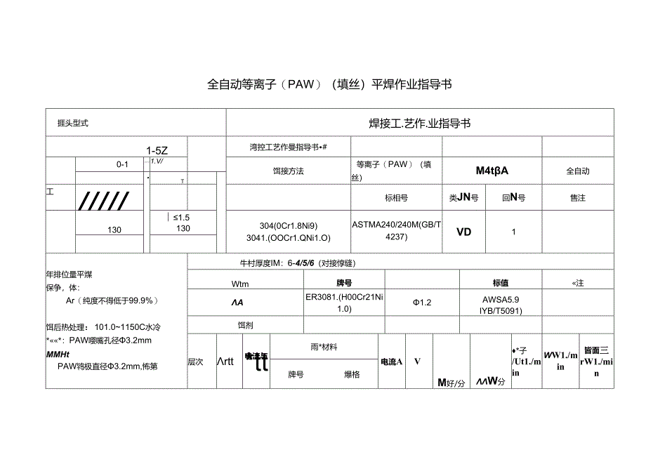 全自动等离子(PAW)（填丝）平焊作业指导书.docx_第1页
