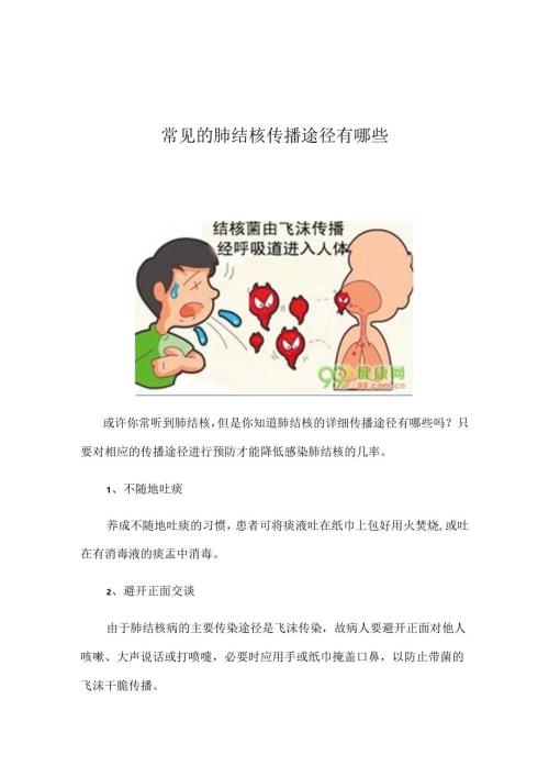 常见的肺结核传播途径有哪些.docx