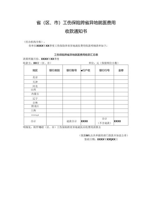 工伤保险跨省异地就医费用收款通知书.docx