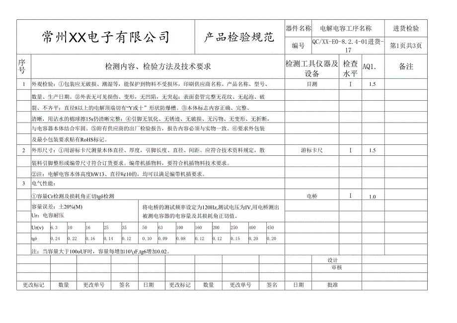 电解电容进货检验标准.docx_第1页