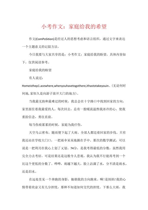小考作文：家庭给我的希望.docx