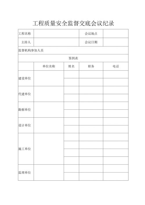 工程质量安全监督交底会议纪录.docx