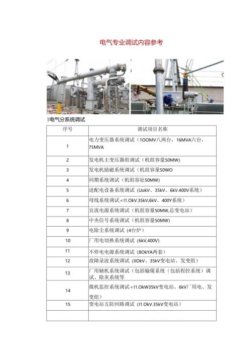 电气专业调试内容参考.docx