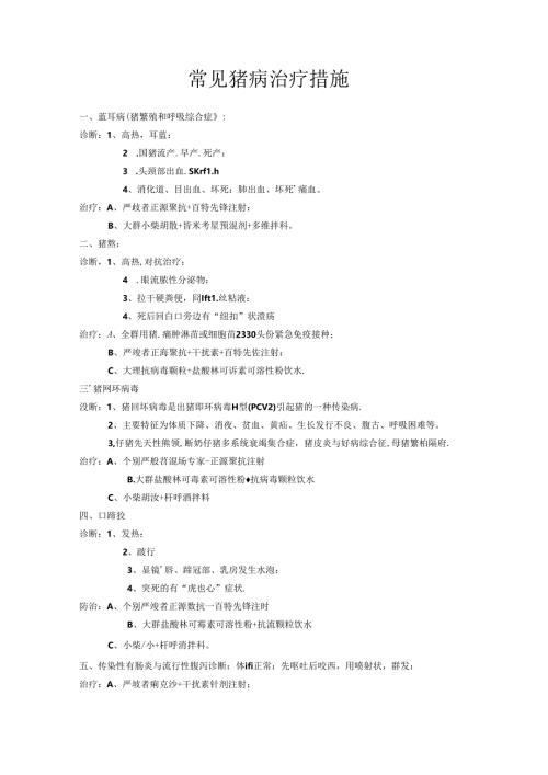常见猪病治疗方案.docx