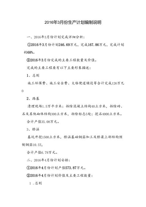 2016年4月份计划编制说明.docx