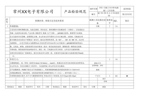 PCB(印制电路板)进货检验标准.docx