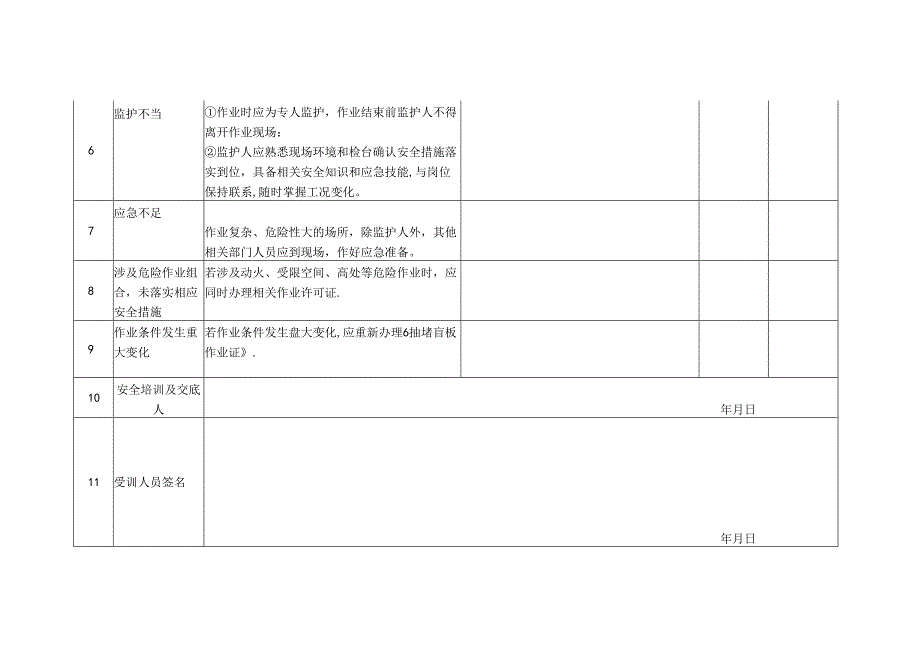 盲板抽堵作业作业风险分析、安全措施及安全交底表.docx_第2页