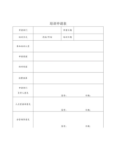 培训相关表格模板.docx