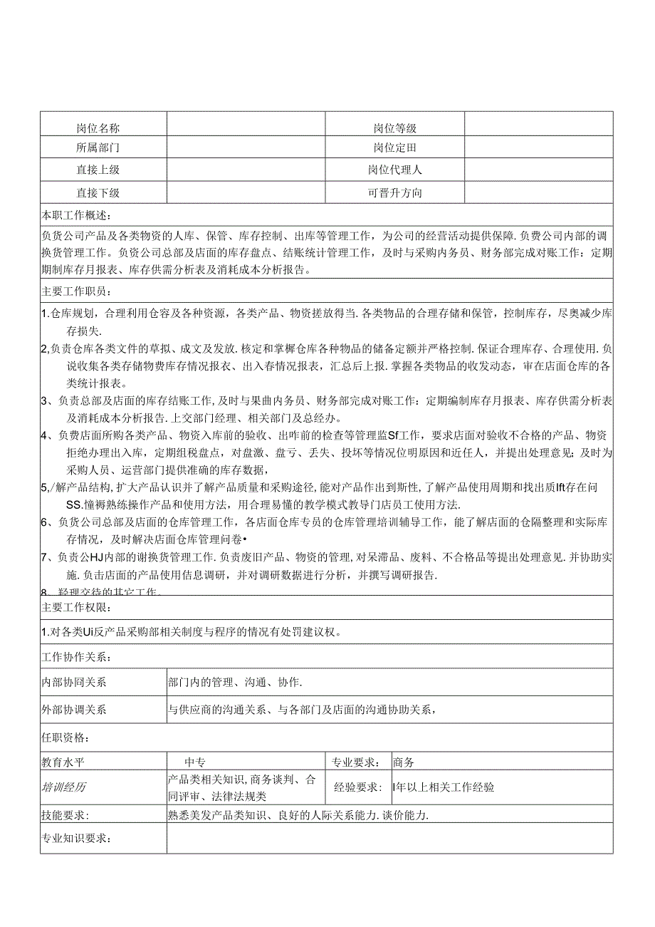 产品管理专员岗位说明书.docx_第1页