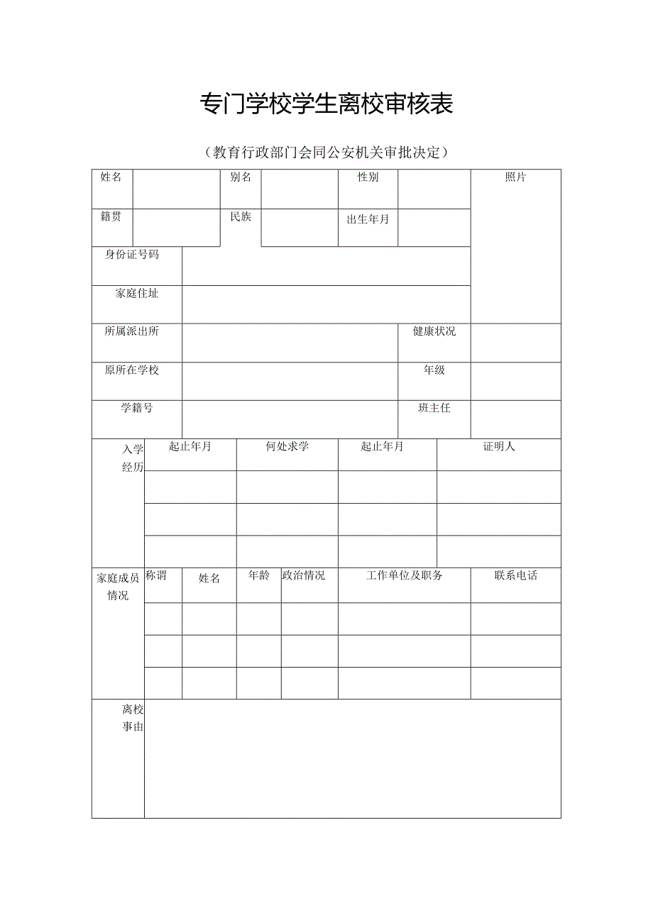 专门学校学生离校审核表 .docx_第1页