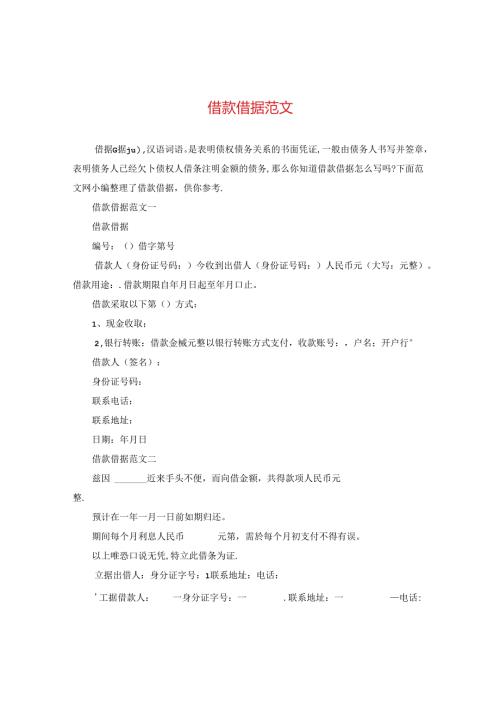 借款借据范文.docx
