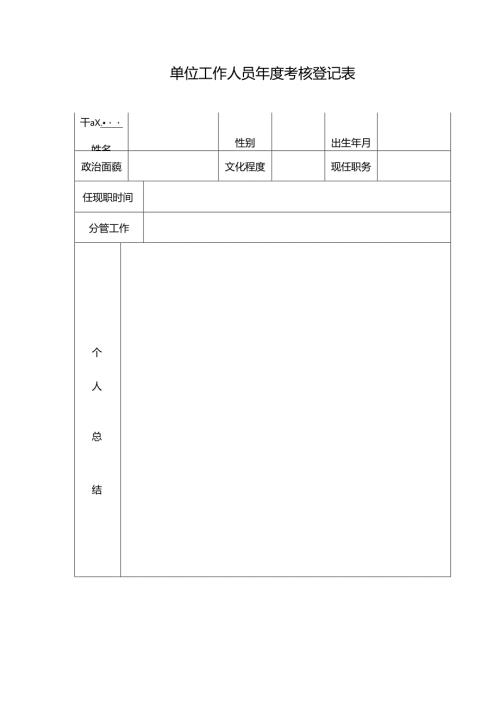 单位工作人员年度考核登记表.docx