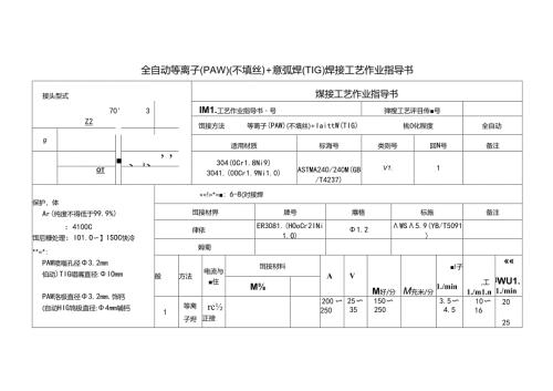 全自动等离子(PAW)（不填丝）+ 氩弧焊(TIG)焊接工艺作业指导书.docx