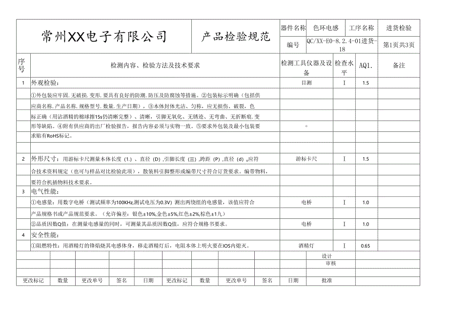 色环电感进货检验标准.docx_第1页