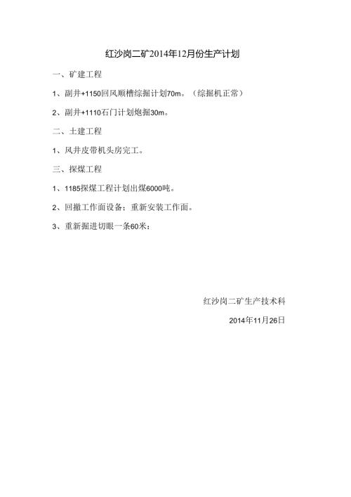 2014年12月生产计划.docx
