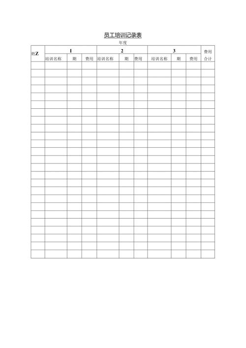 员工培训记录表模板.docx