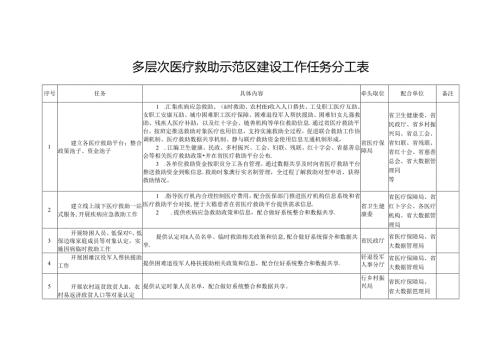 多层次医疗救助示范区建设工作任务分工表.docx