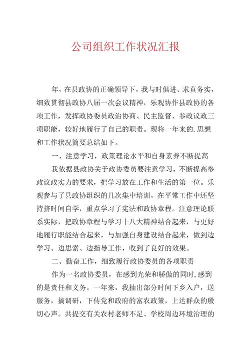 公司组织工作情况汇报.docx