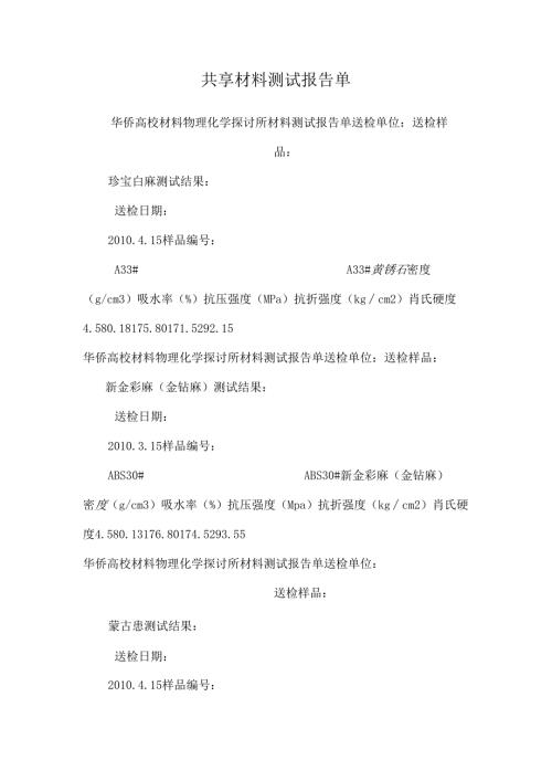 分享材料测试报告单.docx