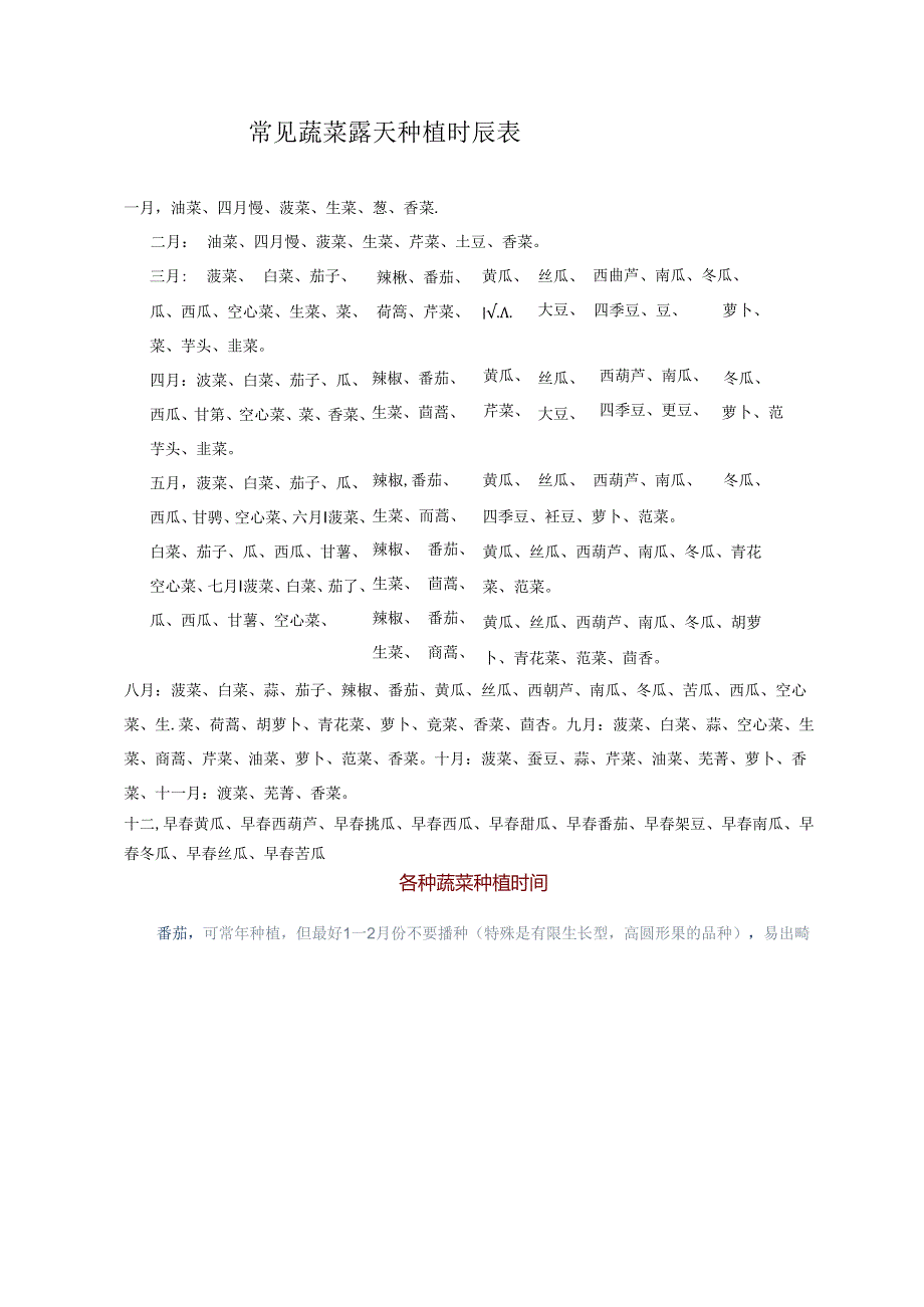常见蔬菜露天种植时间表05169.docx_第1页