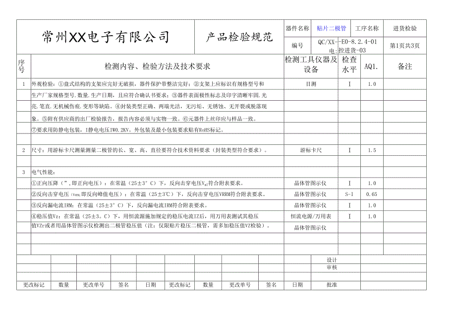 贴片二极管进货检验标准.docx_第1页