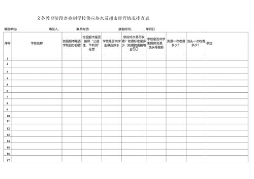 义务教育阶段寄宿制学校供应热水及超市经营情况排查表.docx