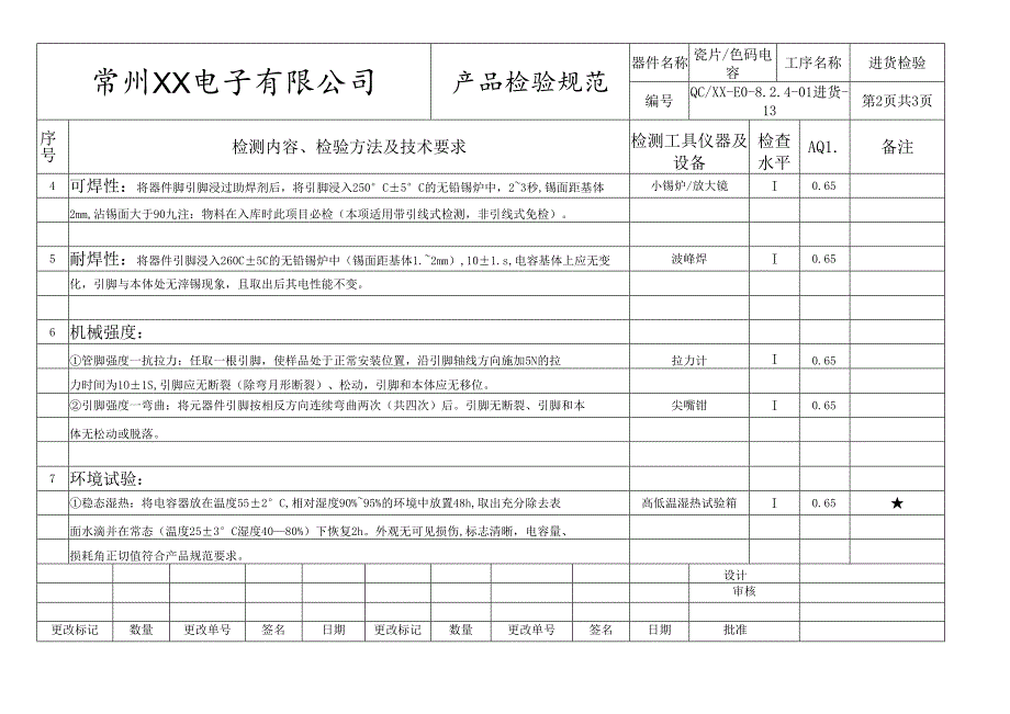 瓷片、色码电容进货检验标准.docx_第2页