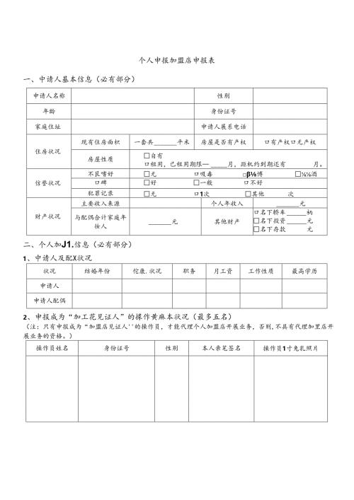 加盟店申请表(DOC).docx