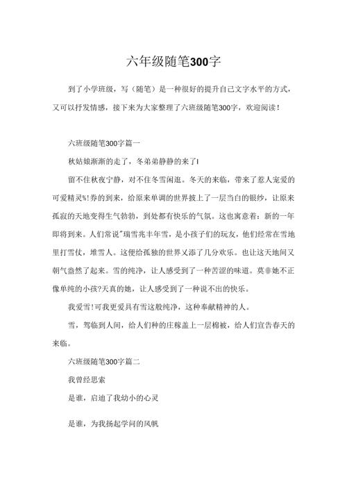 六年级随笔300字.docx