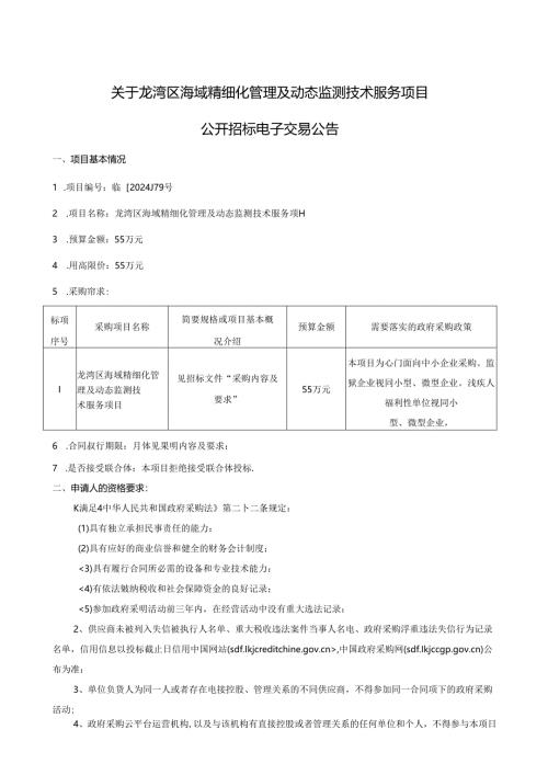 海域精细化管理及动态监测技术服务招标文件.docx