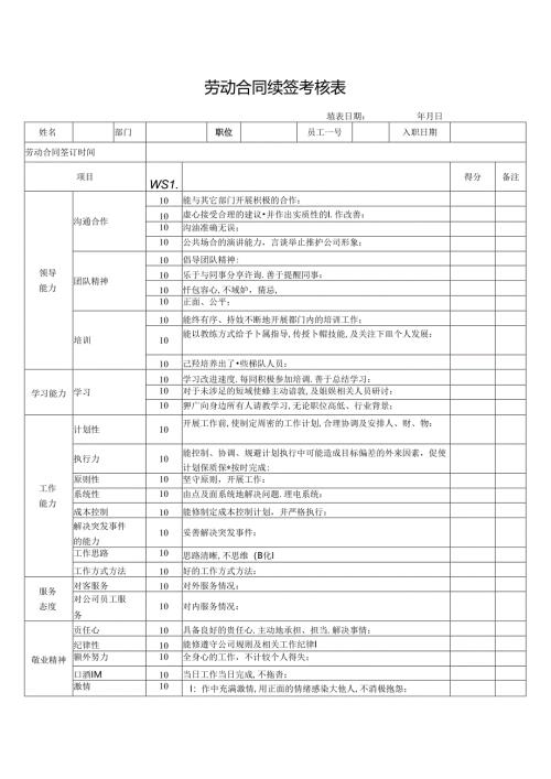 劳动合同续签考核表.docx