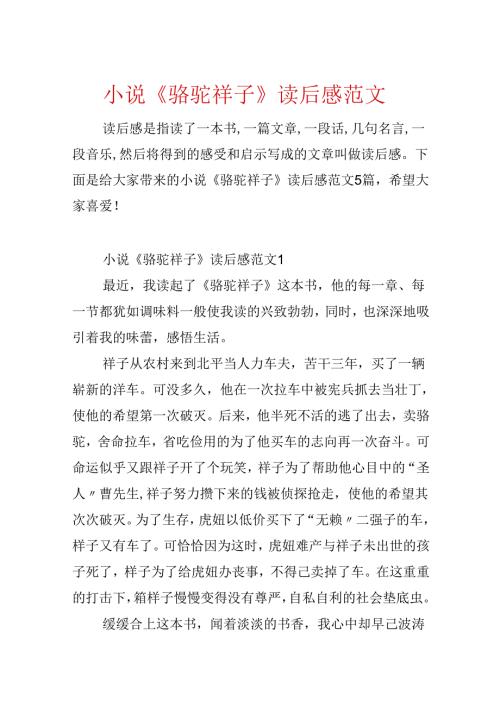 小说《骆驼祥子》读后感范文.docx