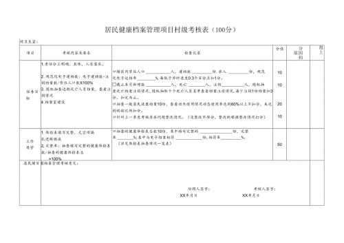 居民健康档案管理项目村级考核表.docx