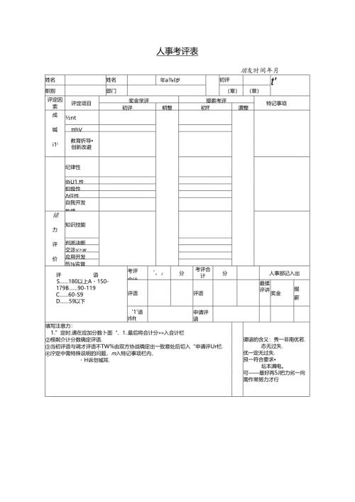 人事考评表模板.docx