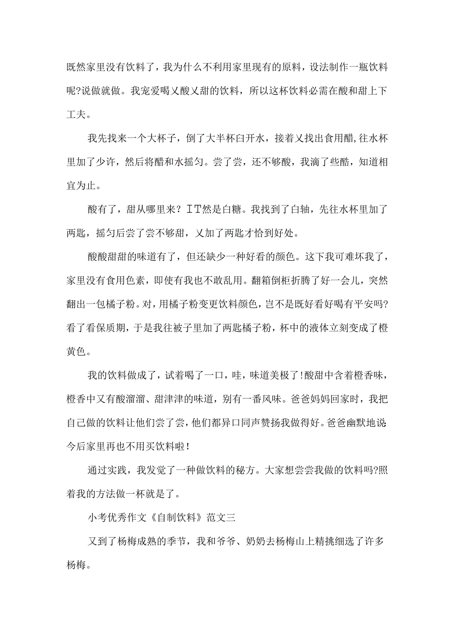 小考优秀作文：自制饮料范文3篇.docx_第2页