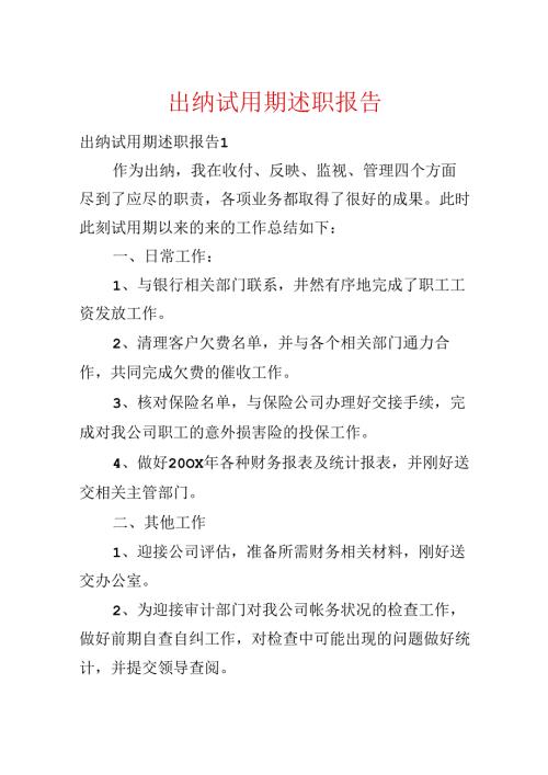 出纳试用期述职报告.docx