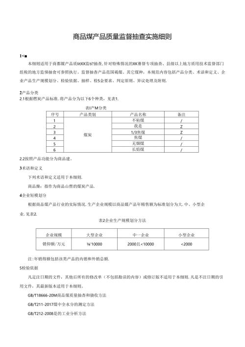 商品煤产品质量监督抽查实施细则.docx